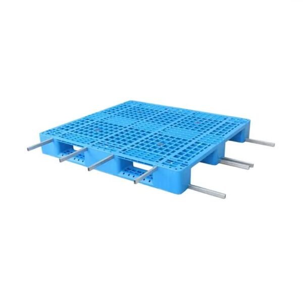 A blue 3 Runners Heavy Duty Hygienic Plastic Pallet, featuring three runners and a grid design, suitable for hygienic and heavy - duty uses.