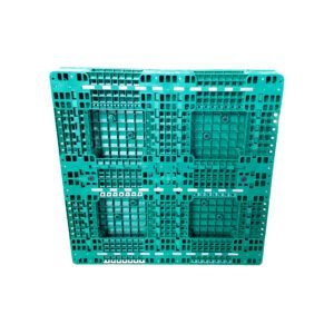 A green China Heavy Duty Plastic Pallet, showcasing a sturdy grid - like structure, ideal for heavy - duty industrial applications.