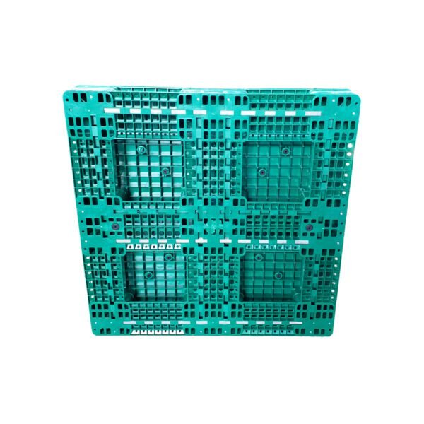 A green China Heavy Duty Plastic Pallet, showcasing a sturdy grid - like structure, ideal for heavy - duty industrial applications.