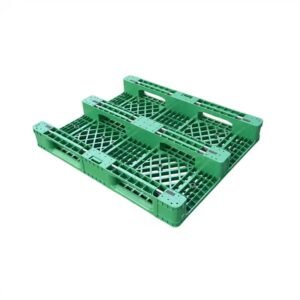 A green Heavy Duty 36 x 60 Plastic Pallet, with a robust build and open - grid pattern, designed to handle heavy loads effectively.