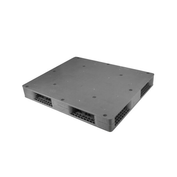 A gray Flat Double - Sided Hygienic Plastic Pallet, featuring a smooth surface on both sides, suitable for hygienic applications.