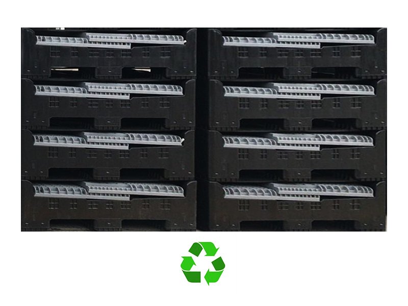 Collapsible shipping containers, recyclable, eco - friendly for transport.