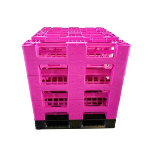 HDPE water bottle rack units stacked for industrial water bottle storage