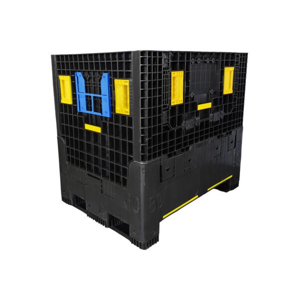 Open plastic bulk container without lid for industrial warehouse applications