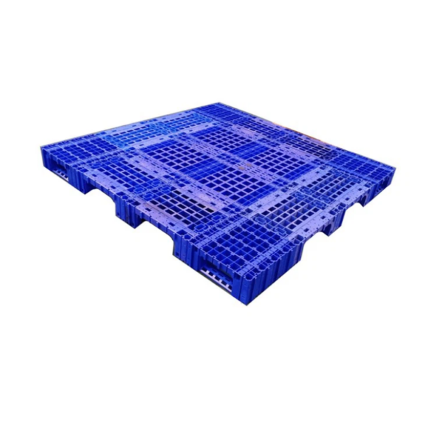 Blue 9 - legs modular plastic pallet, grid design for logistics.