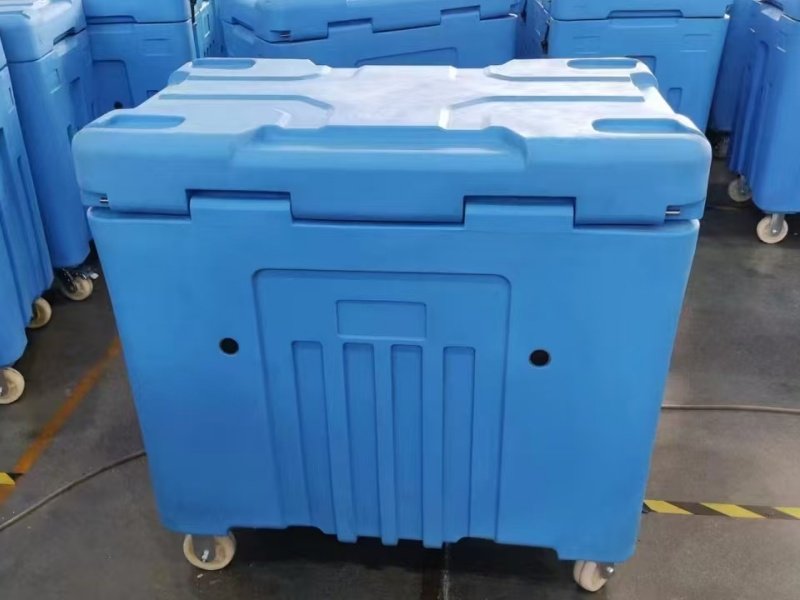 340l dry ice bin with lid & casters
