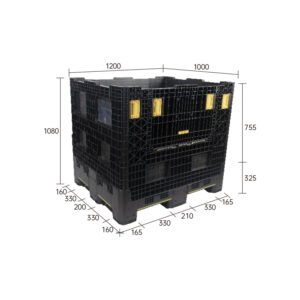 contenedor de paleta plegable gaylord de 1200 × 1000 con 2 puertas abatibles