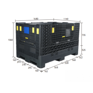 Contenedor de palets plegable de 1680 × 1140 mm para almacenamiento en almacén