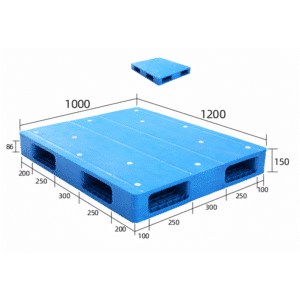 Paleta de plástico resistente de 1200 × 1000 mm, reversible