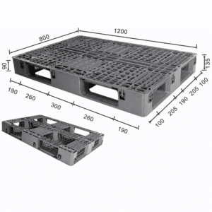 paleta de plástico apilable de 1200 × 800 mm