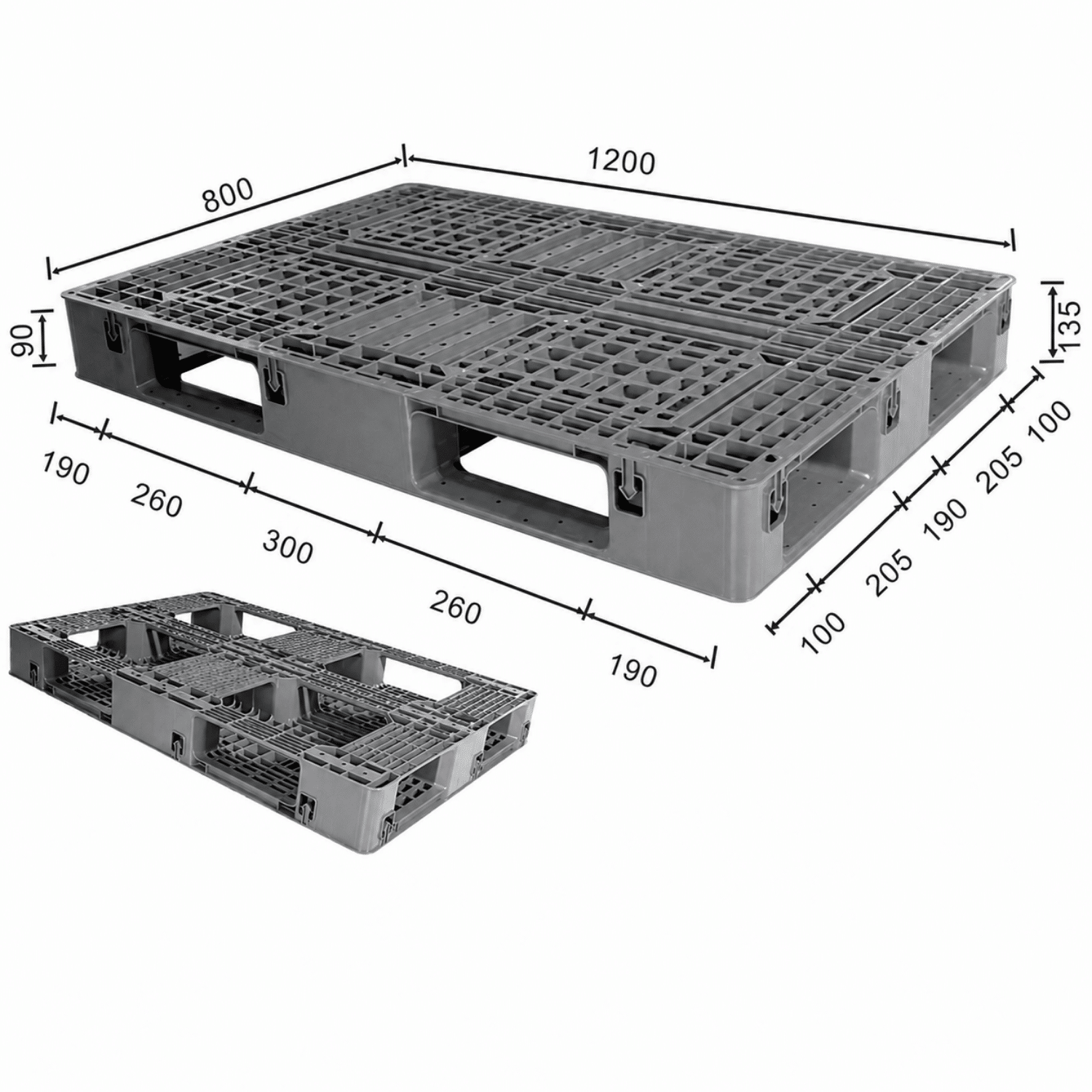 1200 × 800 mm Stackable Plastic Pallet – Medium Duty