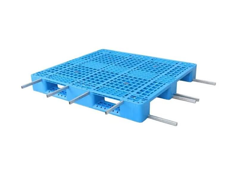 A blue 3 Runners Heavy Duty Hygienic Plastic Pallet, featuring three runners and a grid design, suitable for hygienic and heavy - duty uses.
