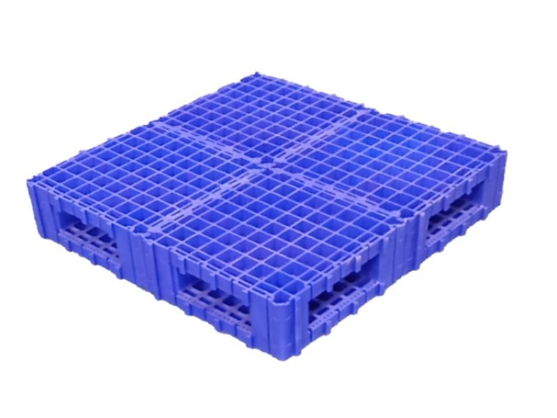 Grid blue double-sided plastic splicing pallet four-way fork small size