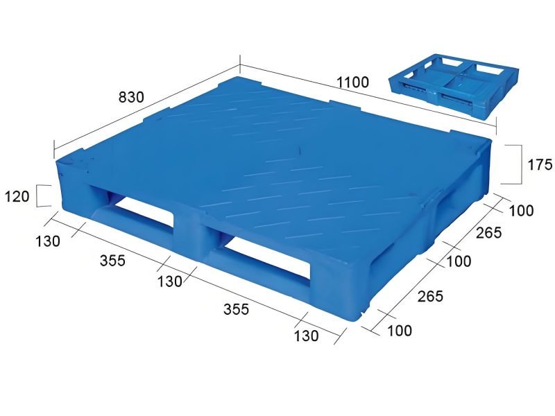 1100 x 830 full perimeter plastic pallet – 6 runners – anti slip surface | 110830g