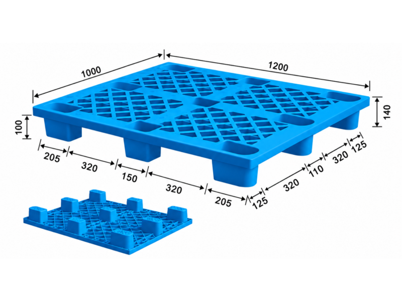 1200 1000 140 mm nestable plastic pallets