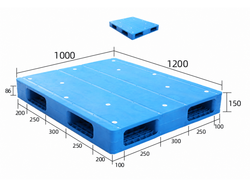 1200 × 1000 mm heavy duty plastic pallet reversible