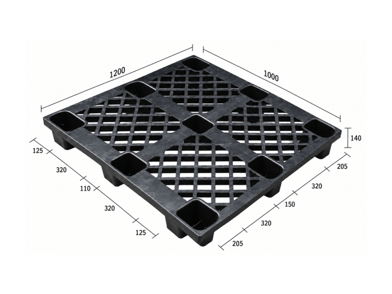 1200 × 1000 × 140 mm nestable one way plastic pallets