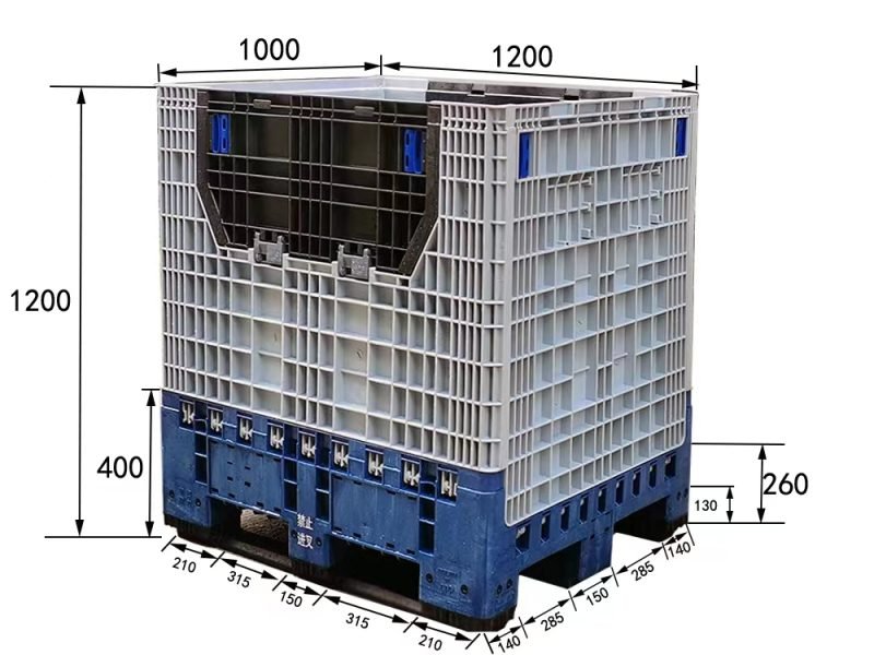 1200 x 1000 x 1200 mm industrial collapsible storage bin