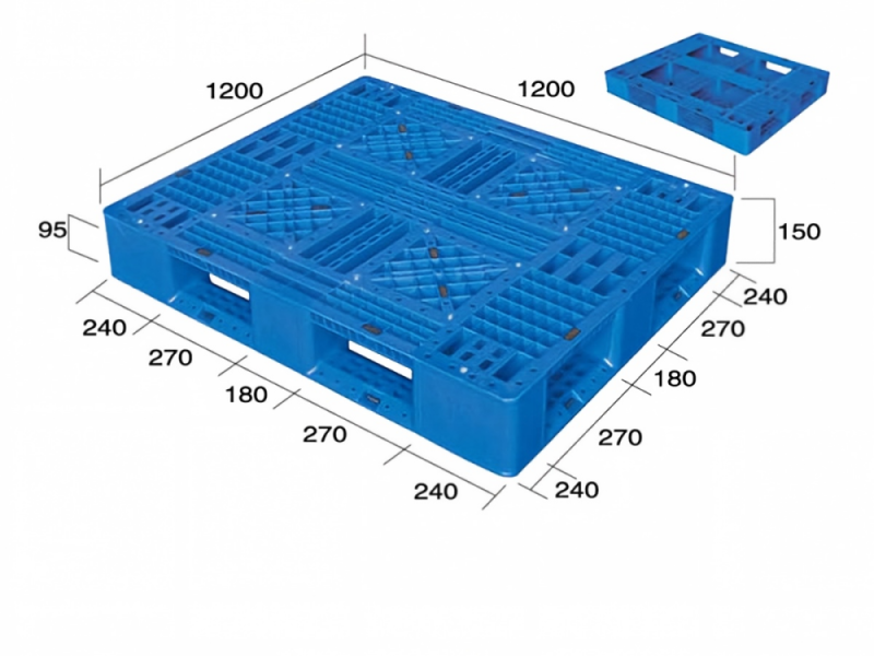 1200 x 1200 industrial storage stackable plastic pallet | full perimeter