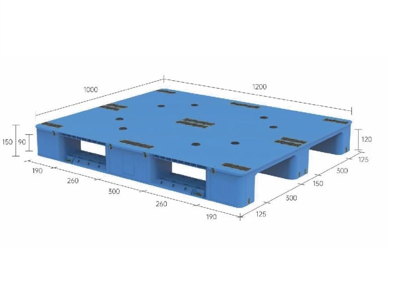 1200 x 1000 mm closed deck rackable plastic pallet