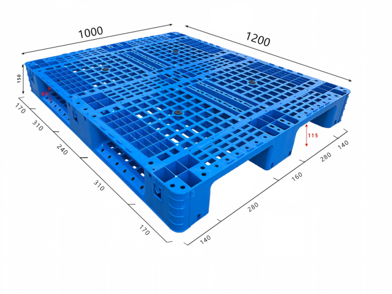 1200 x 1000 safe lipped open deck 3 runner plastic pallet