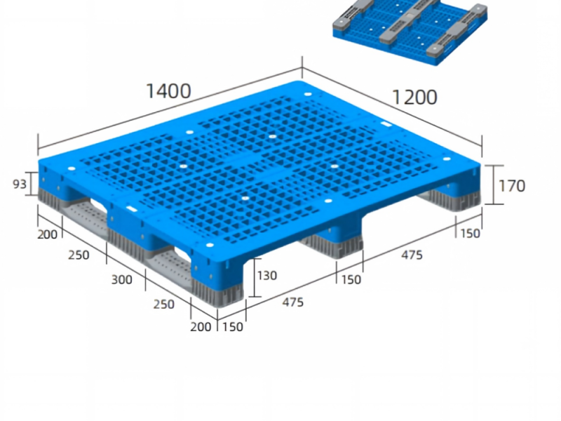 1400 x 1200 mm large deck rackable 3 runner plastic pallet