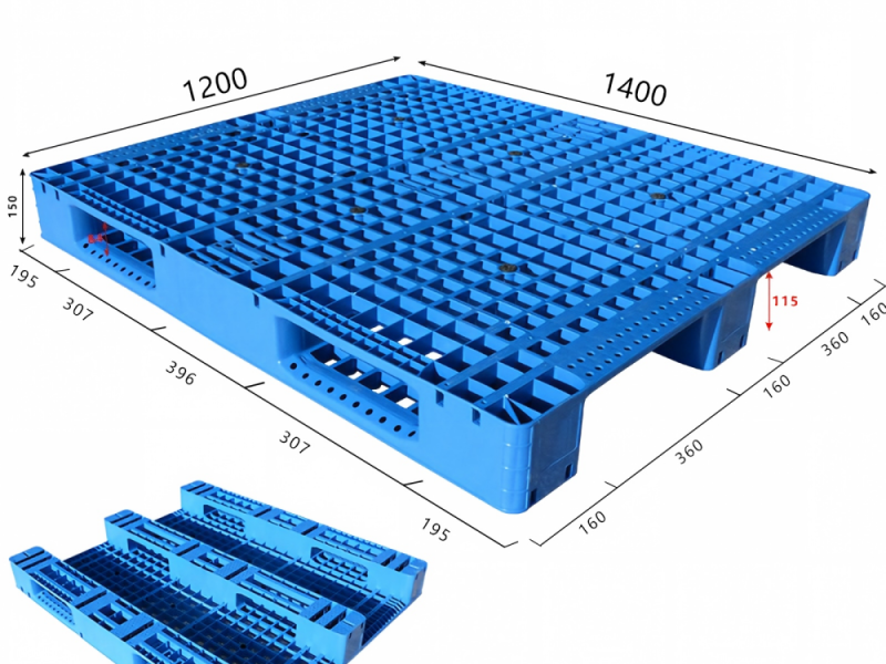 1400 x 1200 mm rackable plastic pallets for textile roll storage