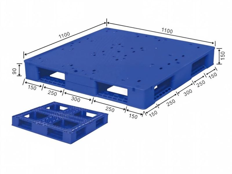 1100 x 1100mm full perimeter plastic pallet solid top rackable pallet
