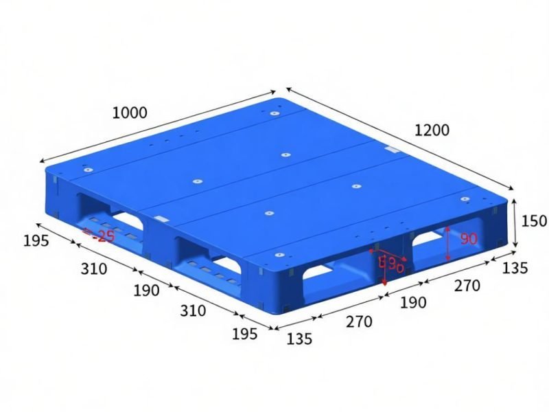 1100 x 830 full perimeter plastic pallet – 6 runners – anti slip surface | 110830g