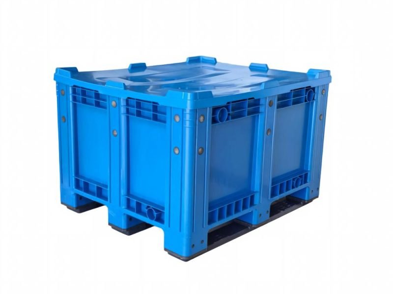 1200 x 1200 x 760 mm plastic bulk container with lid