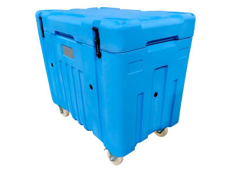340l dry ice bin with lid & casters